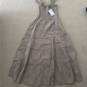 Quince 100% European Linen Smocked Midi Dress